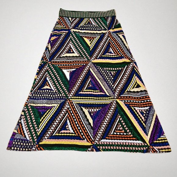 ⭐️SALE: $2235 Orange Label MISSONI Metallic Geometric Knit Skirt Size 6 - Picture 4 of 14